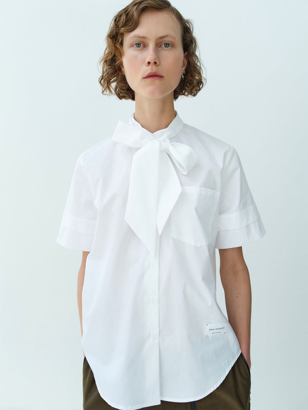 rika studios CAROLINA SHIRT SLEEVE SHIRT BOW-TIE / WHITE