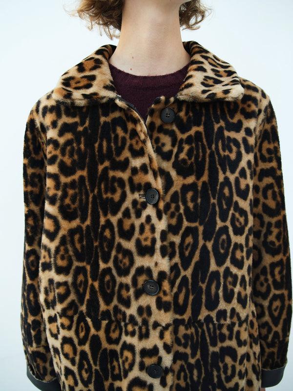 rika Studios MADISON SHEARLING COAT REVERSIBLE / HAND PRINTED PANTHER