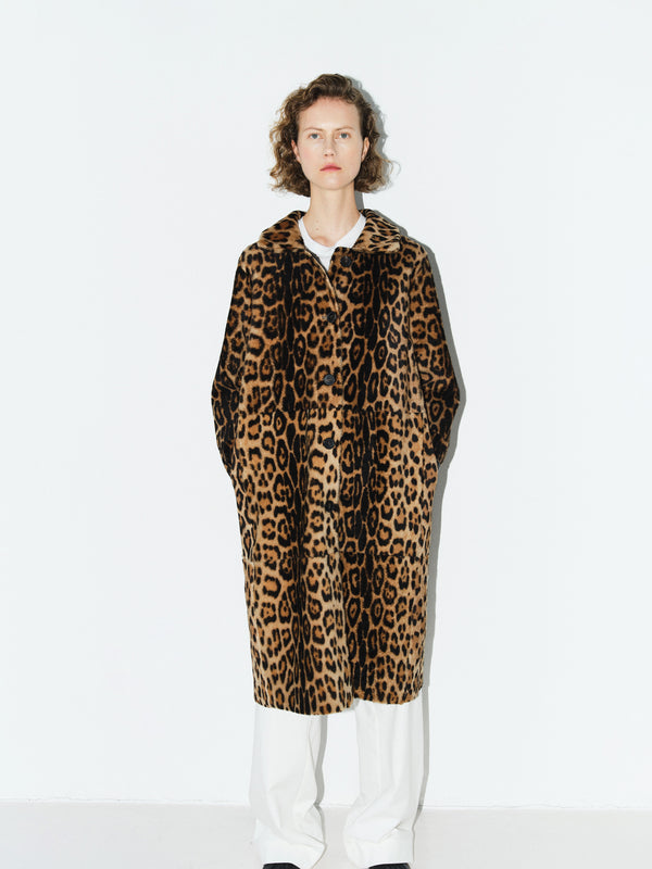 rika studios MADISON SHEARLING COAT REVERSIBLE / HAND PRINTED PANTHER