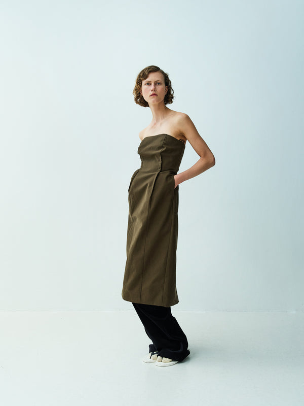 rika studios APPLE DRESS / KHAKI GREEN