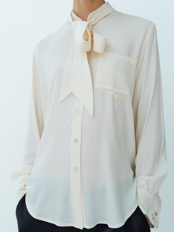 Rika Studios CAROLINA SILK SHIRT BOW-TIE / CREME