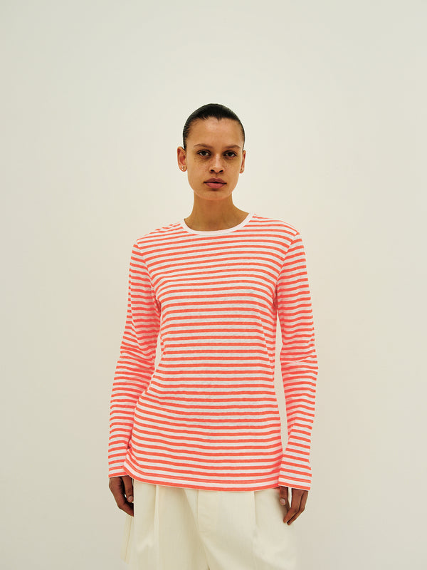 rika studios PALOMA TEE / NEON ORANGE-ECRU