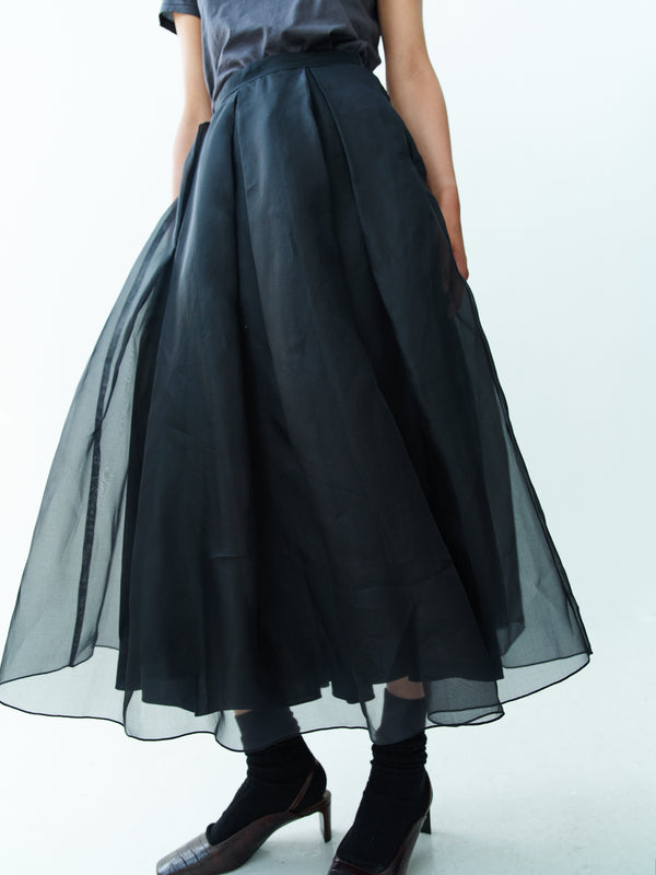 Rika Studios PARK LANE SILK SKIRT / BLACK