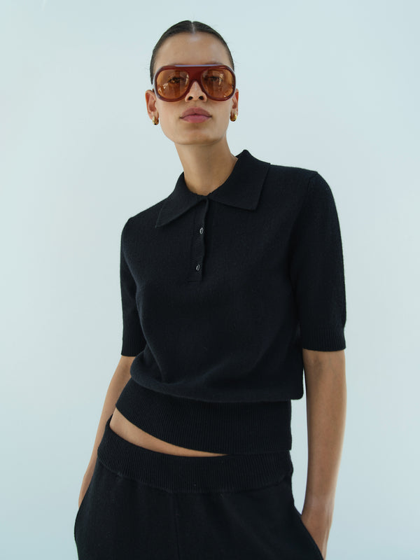 rika studios SPRING POLO / BLACK