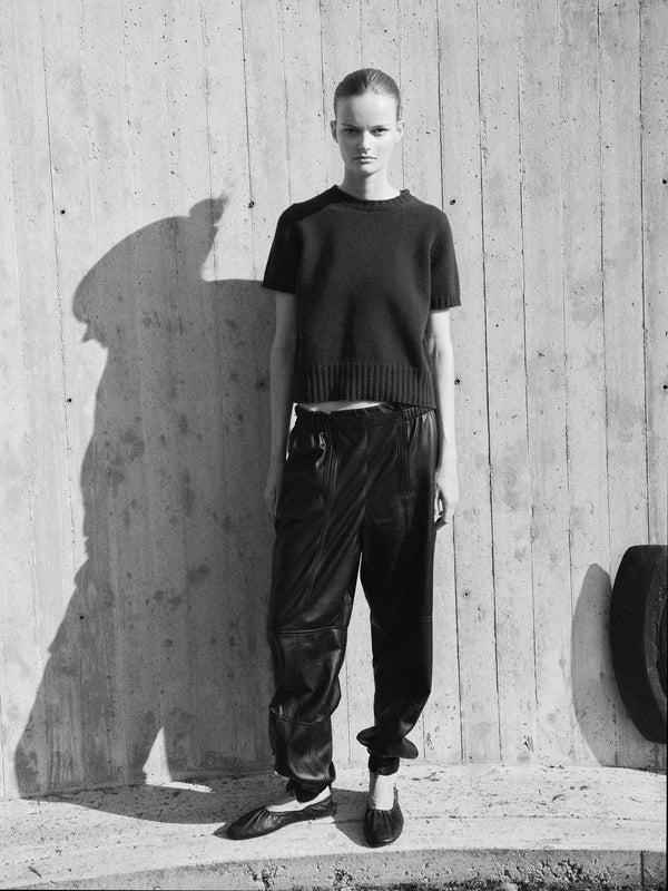 rika studios TRACK PANTS / BLACK NAPPA