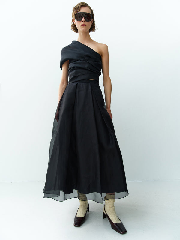 rika studios TWIST PARK LANE SILK DRESS / BLACK