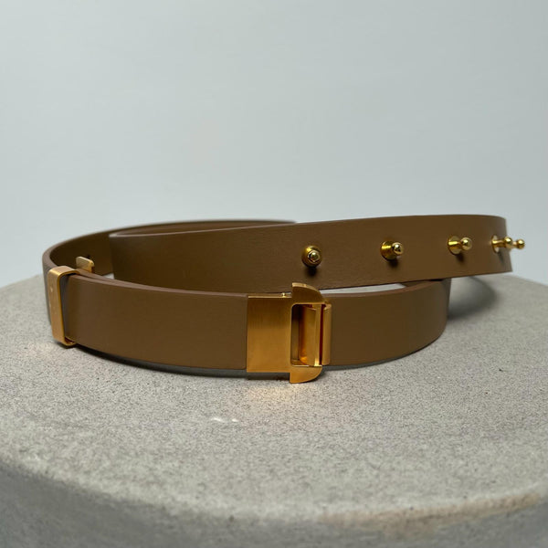 Rika Studios VOLTAIRE BELT / WALNUT-GOLD