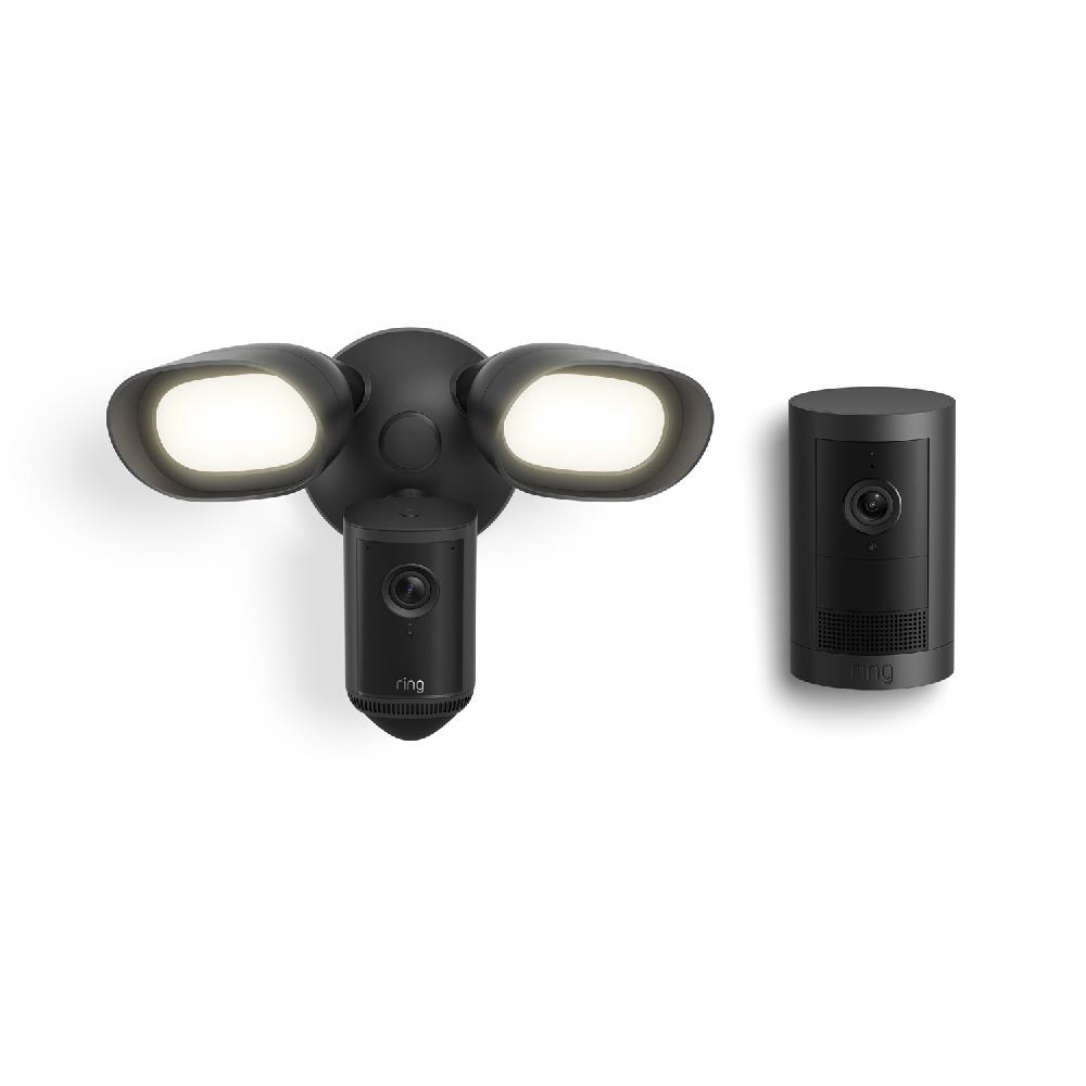 Ring Floodlight Cam Pro (2nd Gen) Wired + Outdoor Cam Plus Battery