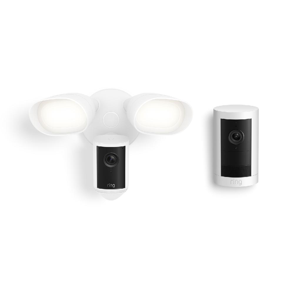 ring Floodlight Cam Pro (2nd Gen) Wired + Outdoor Cam Plus Battery