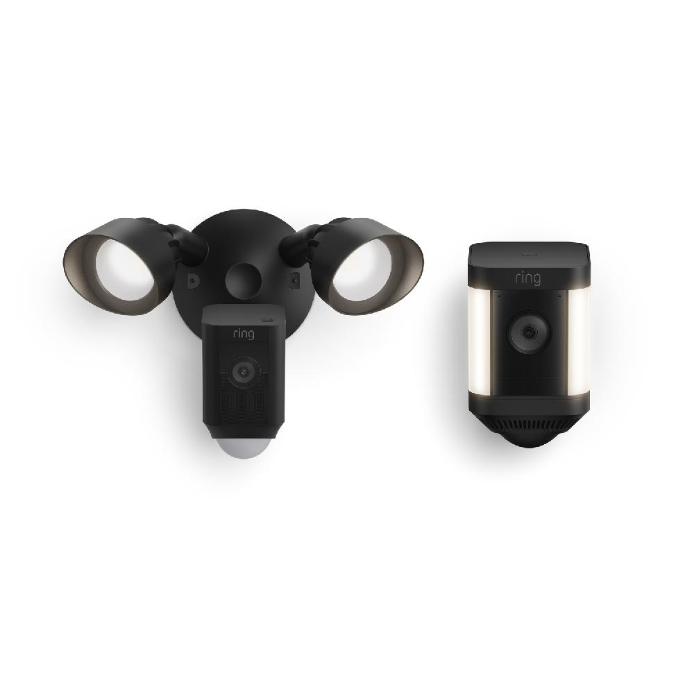 Ring Front And Backyard Enhanced Kit Spotlight Cam Plus Battery + Floodlight Cam Wired Plus