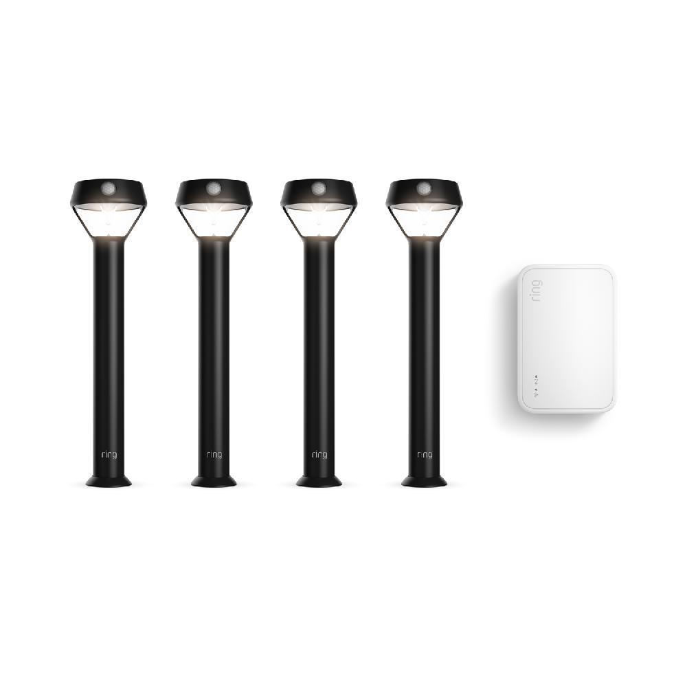 Ring Smart Lighting Solar Pathlight 4-Pack + Bridge (2nd Gen)