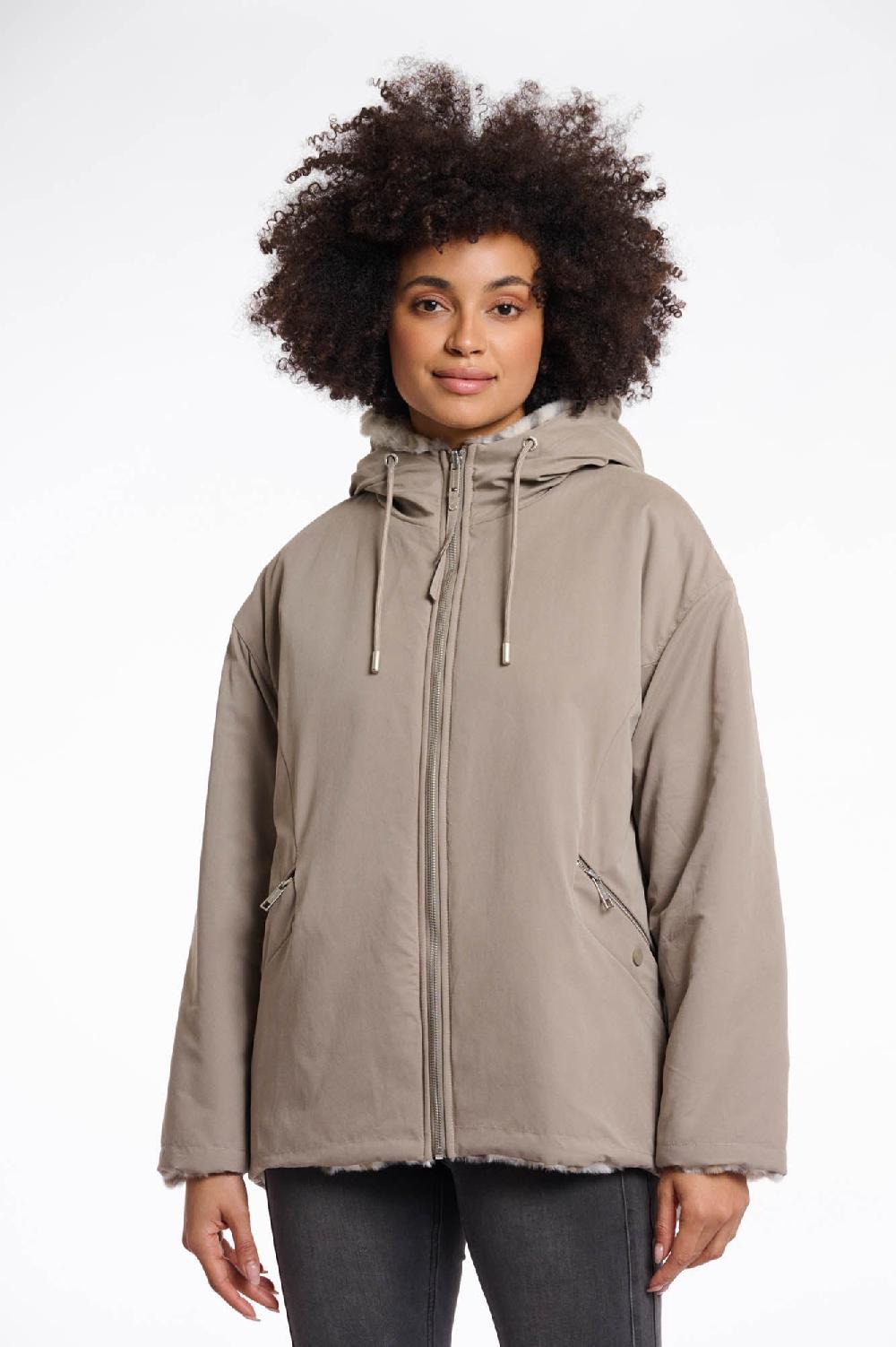 Rino & Pelle Ines Reversible Jacket Light Pebble And Leopard
