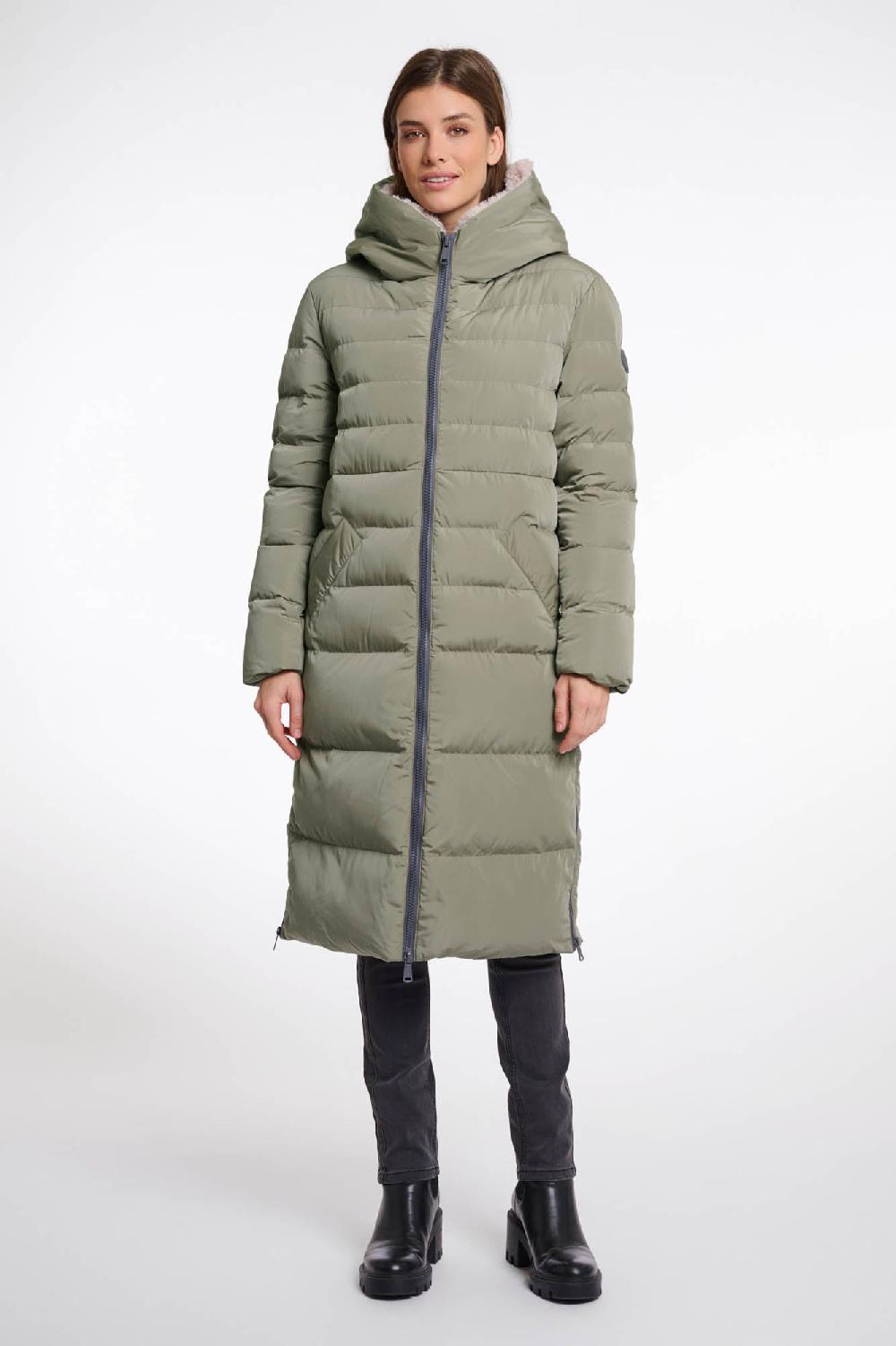 rino & pelle Keila faux-fur coat Green ash stone