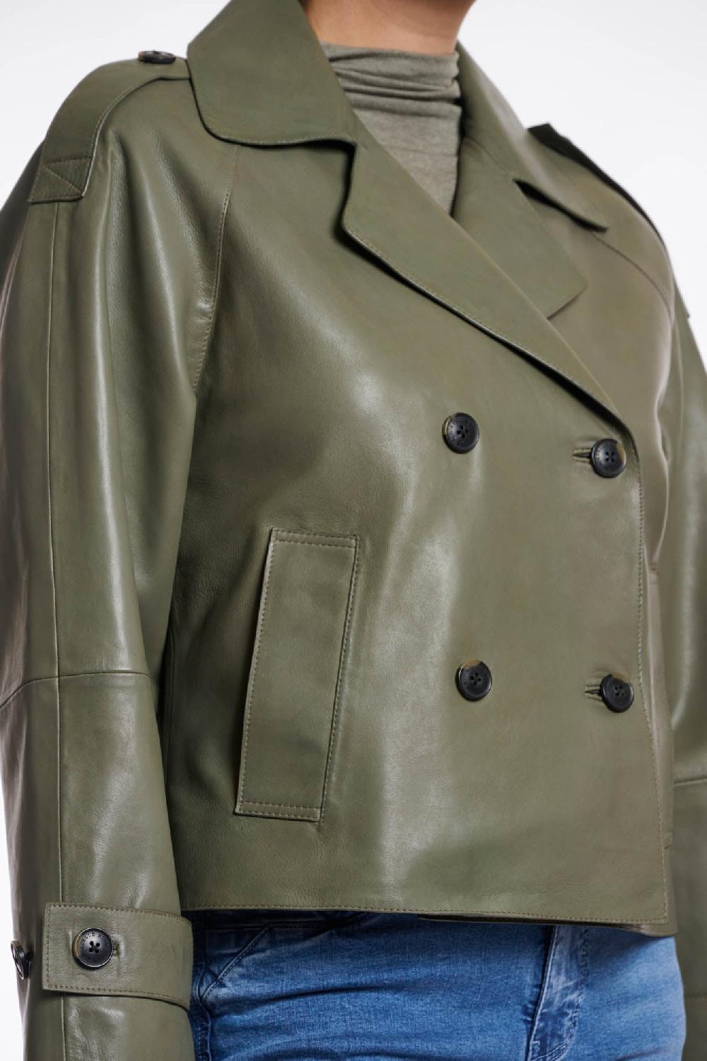 Rino & Pelle Lotte Leather Jacket Green Ash
