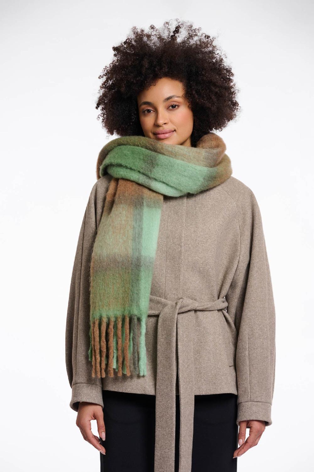 rino & pelle Rita checked scarf Forest mix