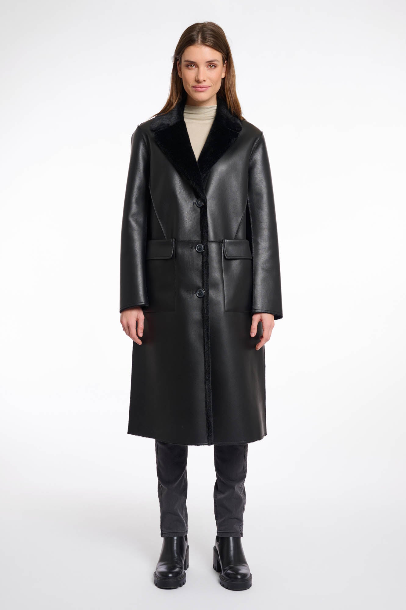 rino & pelle Tatiana reversible coat Black