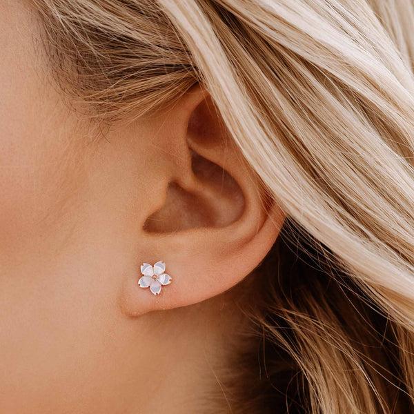 Rior Design Mother Of Pearl Flower Earrings Rose Gold