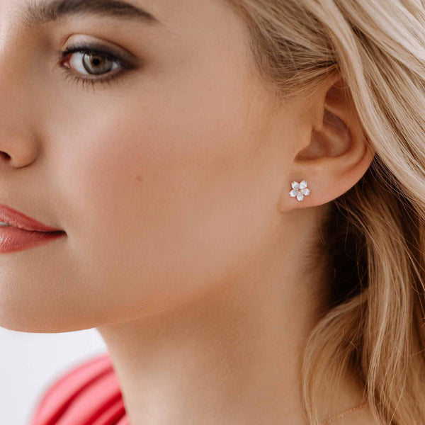 Rior Design Mother Of Pearl Flower Earrings Rose Gold