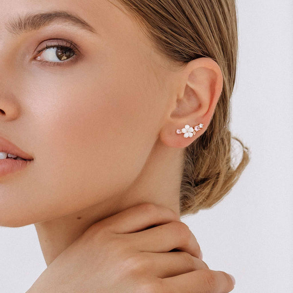Rior Design Bloom Climber Earrings Rose Gold
