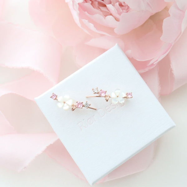 Rior Design Bloom Climber Earrings Rose Gold