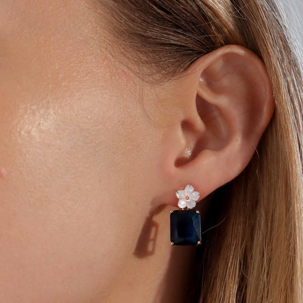Rior Design Deep Blue Earrings Rose Gold