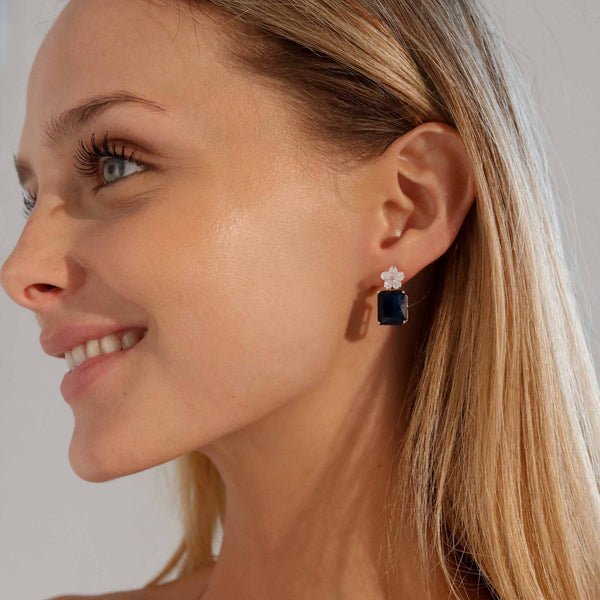 Rior Design Deep Blue Earrings Rose Gold