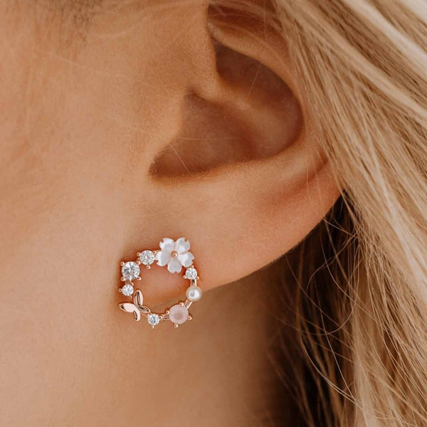 Rior Design Heart Necklace Flower Earrings Bundle