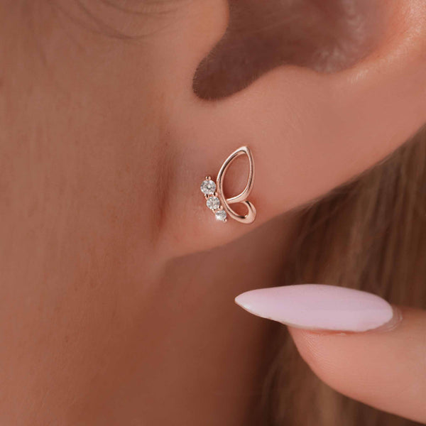 Rior Design Mini Butterfly Earrings Rose Gold