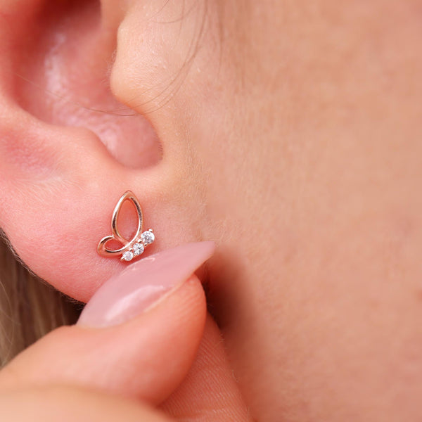 Rior Design Mini Butterfly Earrings Rose Gold