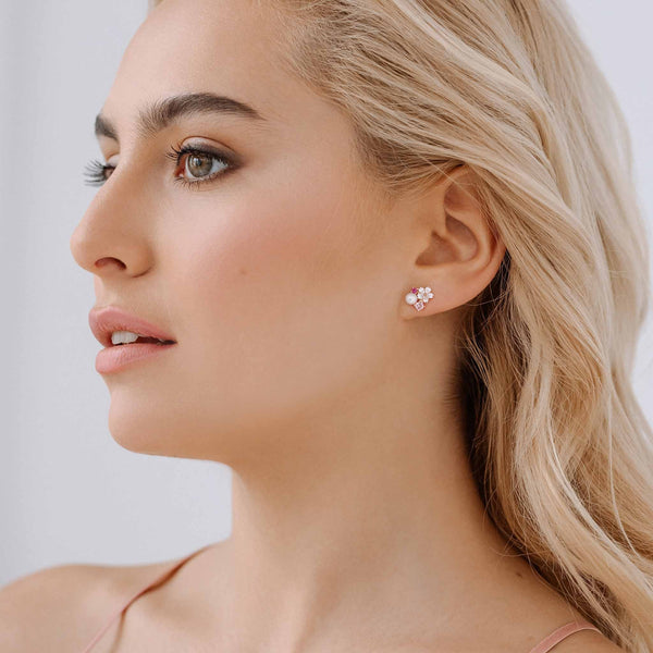 Rior Design Pink Blossom Earrings Rose Gold