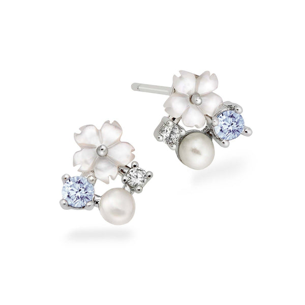 rior design Silver Blue Blossom Earrings