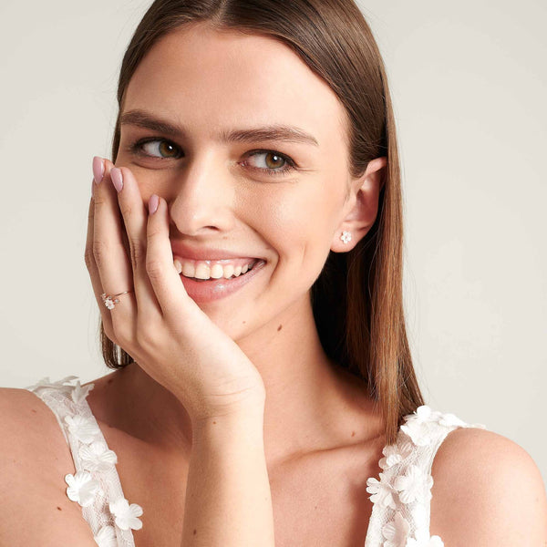 Rior Design Silver Mother Of Pearl Flower Earrings