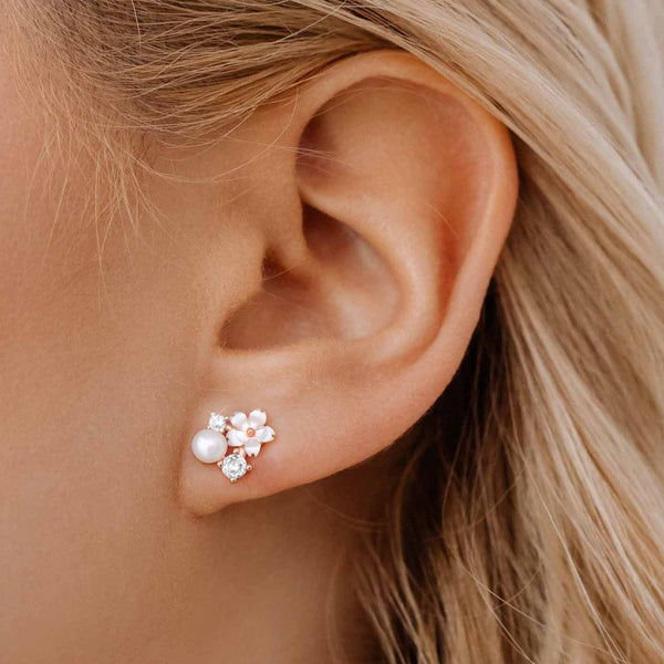 Rior Design White Blossom Earrings Rose Gold