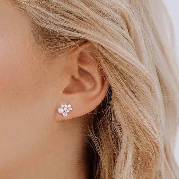 Rior Design White Blossom Earrings Rose Gold