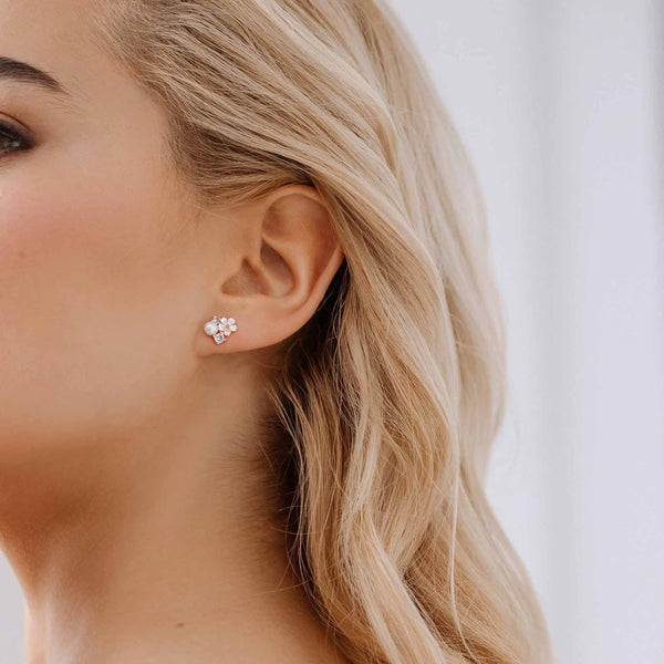 Rior Design White Blossom Earrings Rose Gold