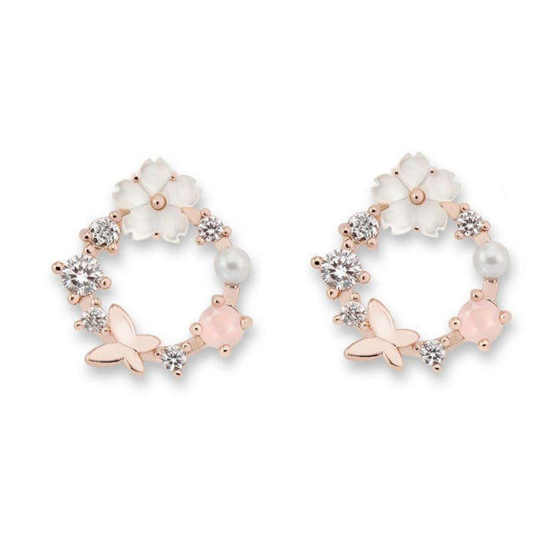 rior design White Spring Flower Earrings Rose Gold