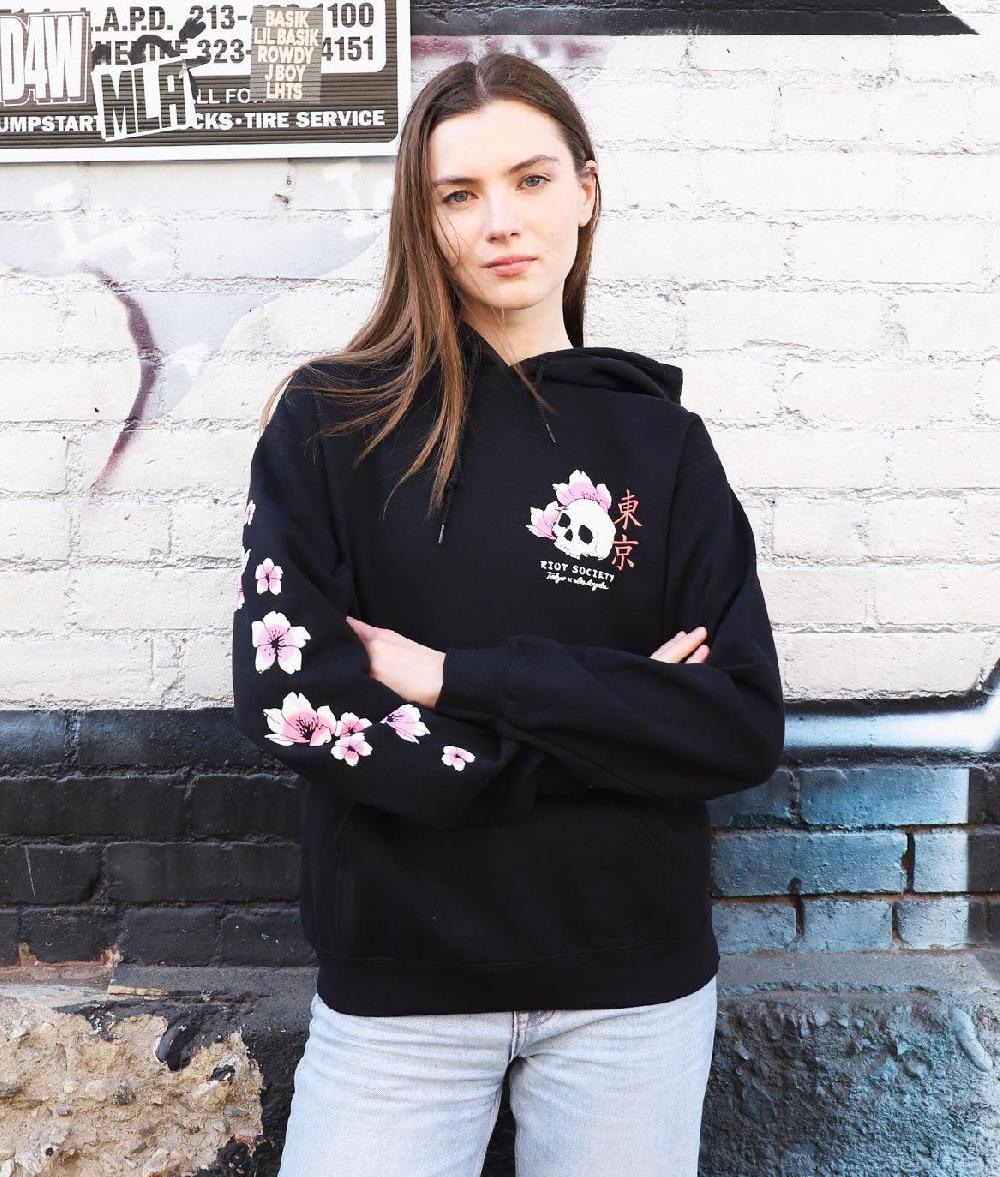 riot society Japan Koi Tattoo Blossom Womens Hoodie