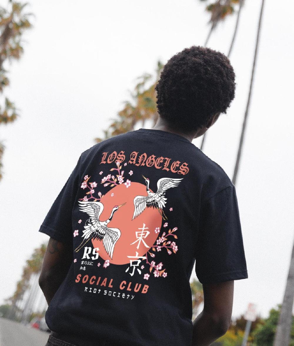 Riot Society Los Angeles Cranes Social Club Mens T-Shirt