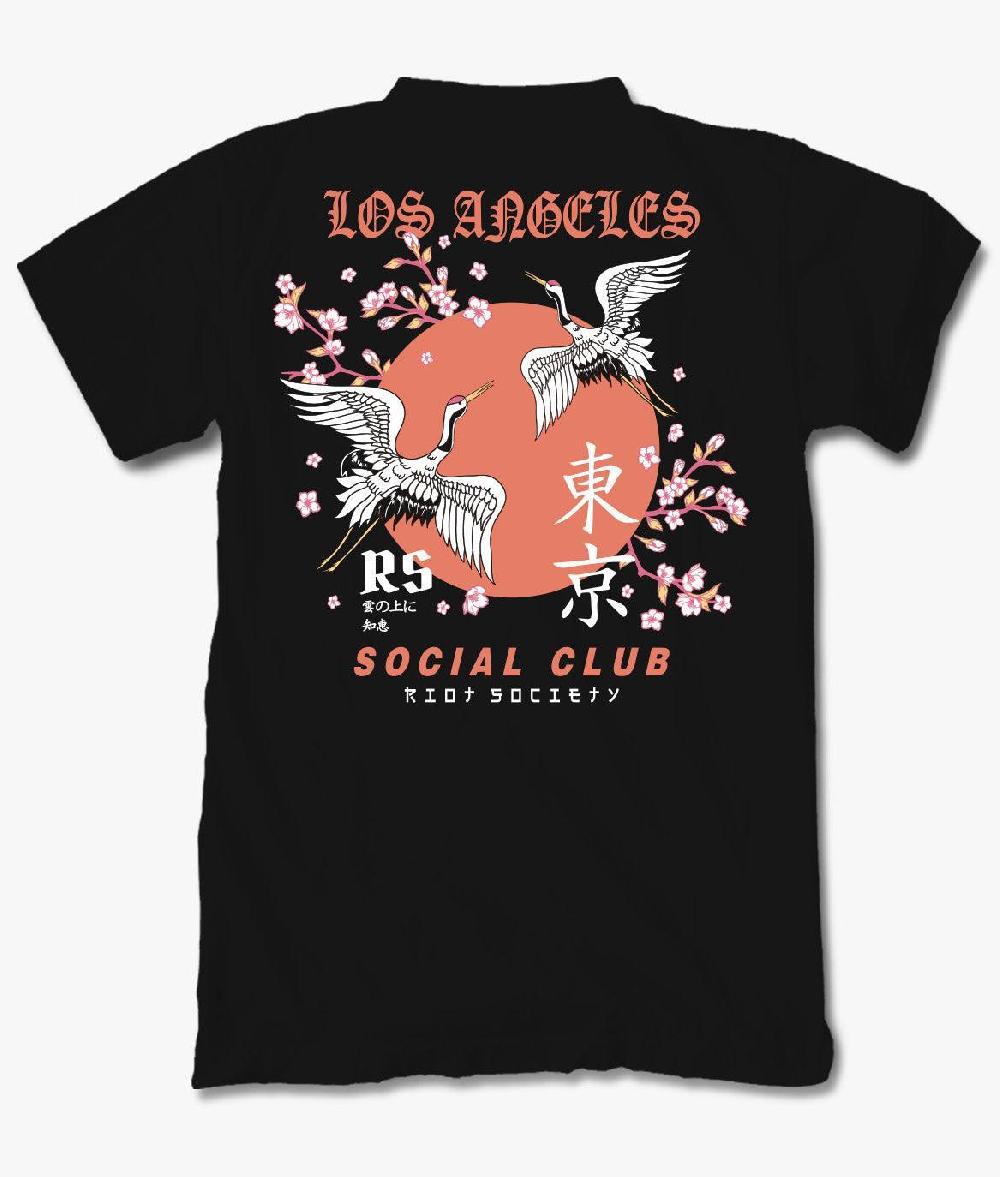 riot society Los Angeles Cranes Social Club Mens T-Shirt