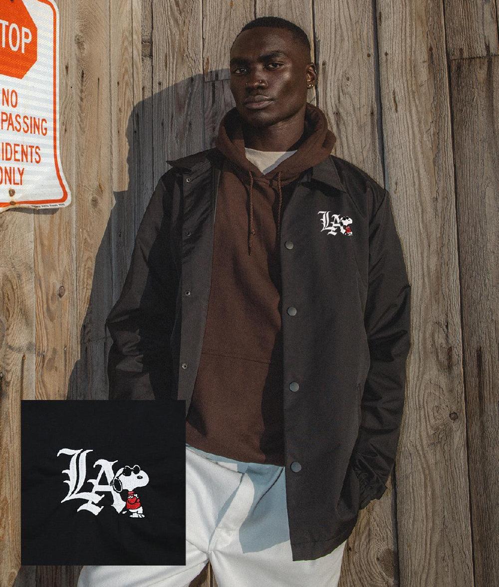 riot society Peanuts Snoopy LA Chill Embroidered Mens Coaches Jacket