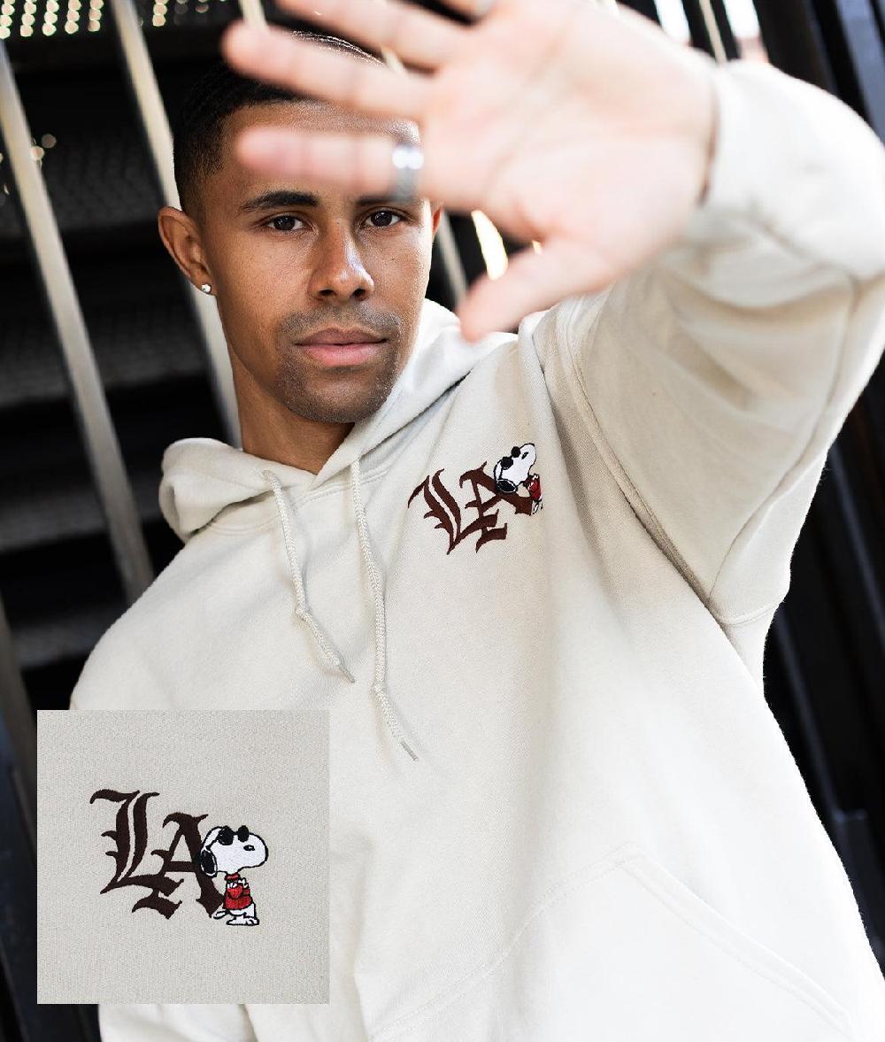 riot society Peanuts Snoopy LA Chill Embroidered Mens Hoodie