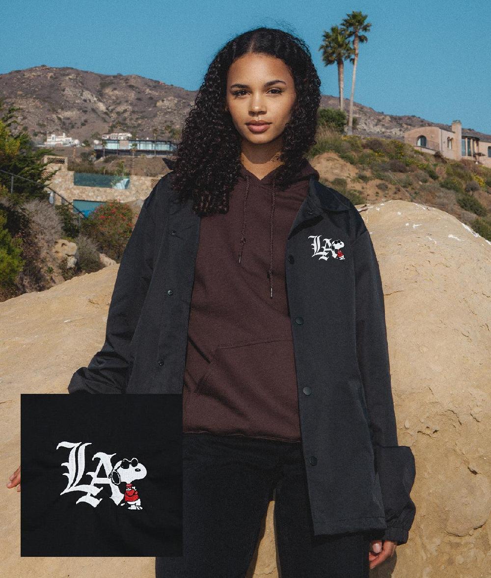 riot society Peanuts Snoopy LA Chill Embroidered Unisex Coaches Jacket