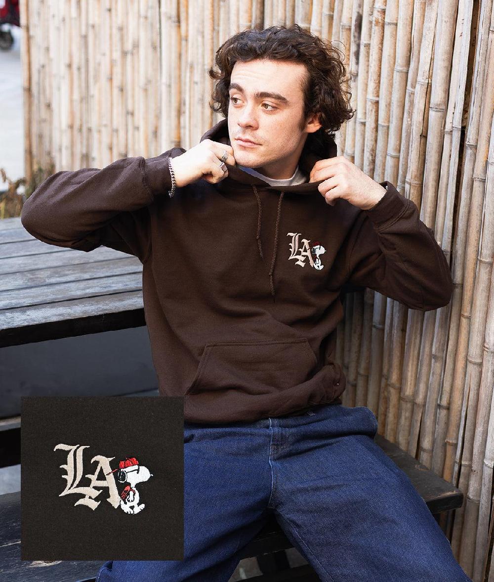 riot society Peanuts Snoopy LA Urban Embroidered Mens Hoodie