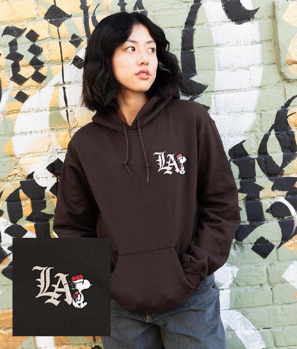 riot society Peanuts Snoopy LA Urban Embroidered Womens Hoodie