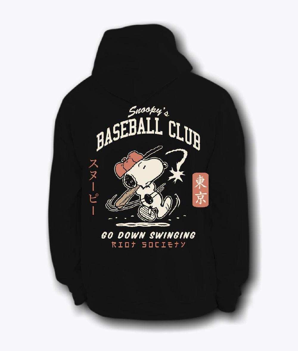 riot society Peanuts Snoopy's Baseball Club Mens Hoodie