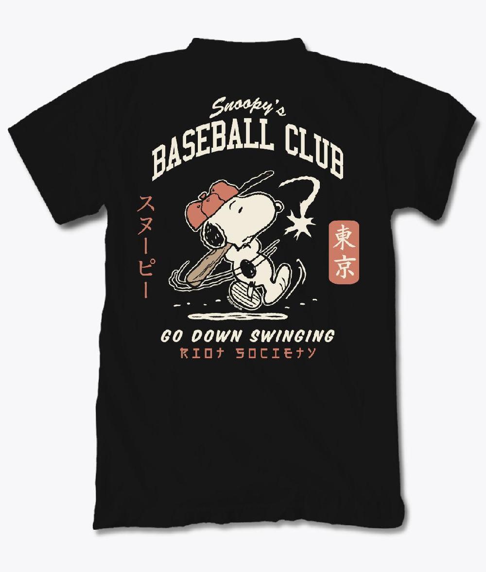 riot society Peanuts Snoopy's Baseball Club Mens T-Shirt