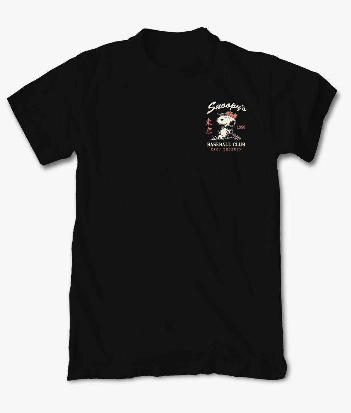Riot Society Peanuts Snoopy's Baseball Club Mens T-Shirt