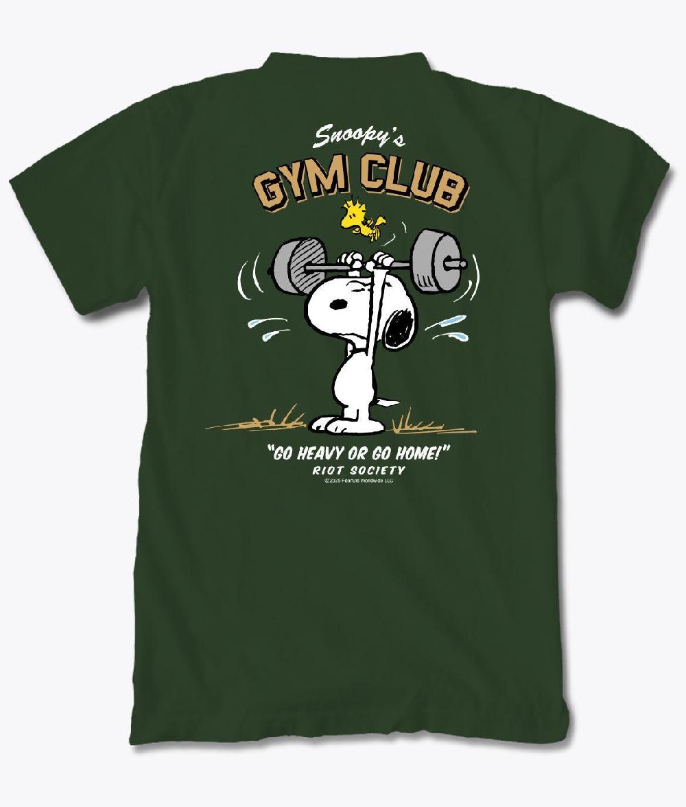 riot society Peanuts Snoopy's Gym Club Mens T-Shirt