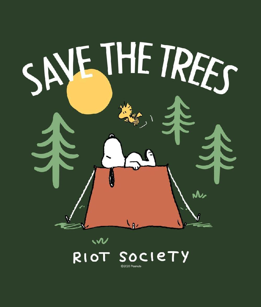 Riot Society Peanuts Snoopy Save The Trees Womens Tee