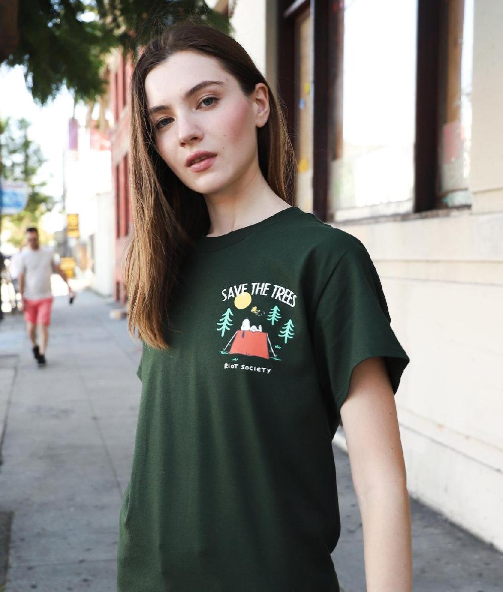 riot society Peanuts Snoopy Save the Trees Womens Tee
